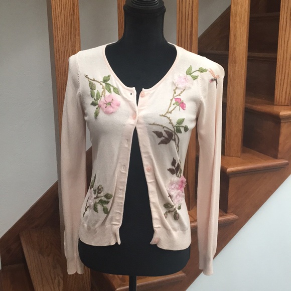 Anthropologie Sweaters - Anthropologie Blush Pink Garden Floral Cardigan